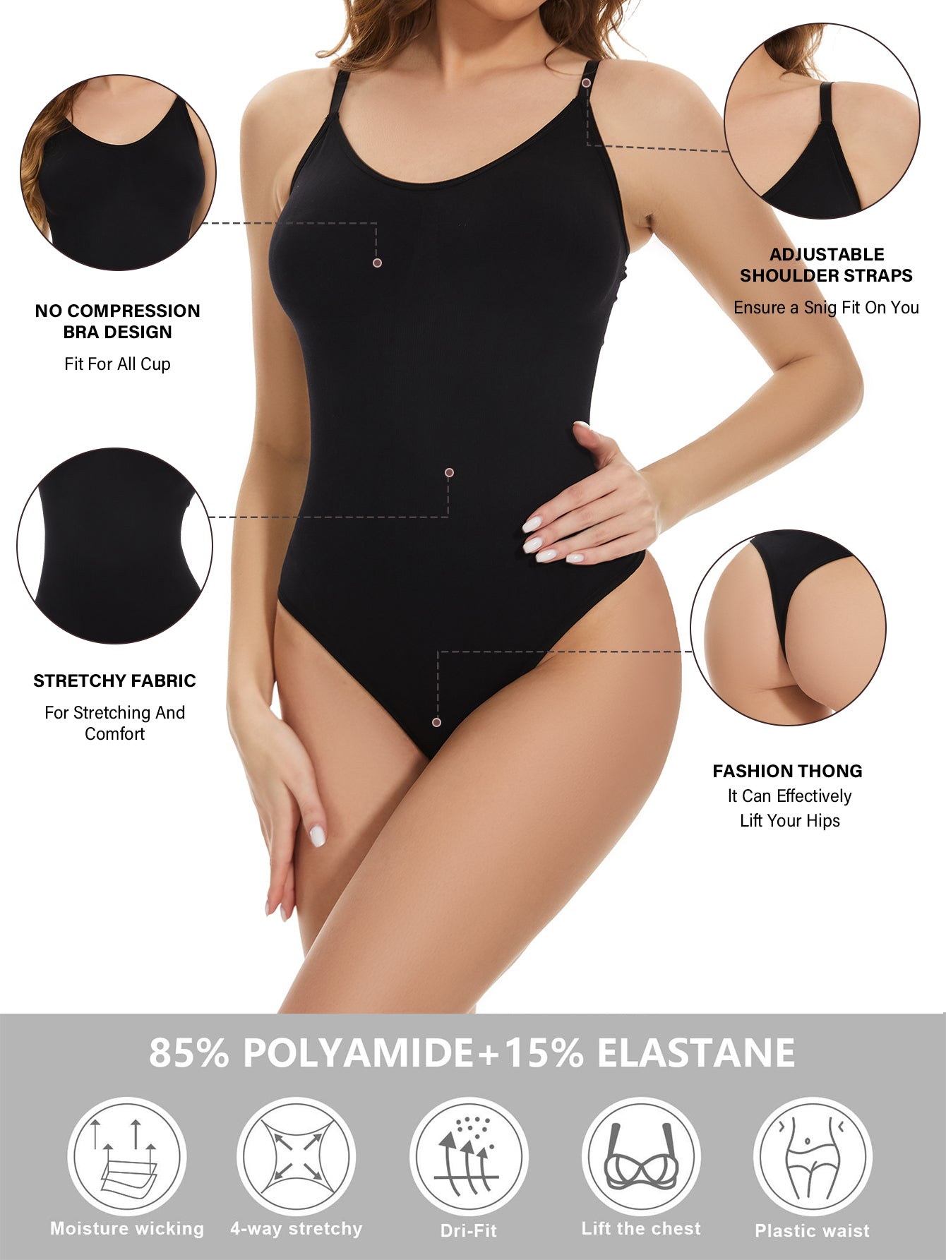 Pinkplus Seamless Thong Bodysuit Comfort Slimming Tummy Control Shapewear