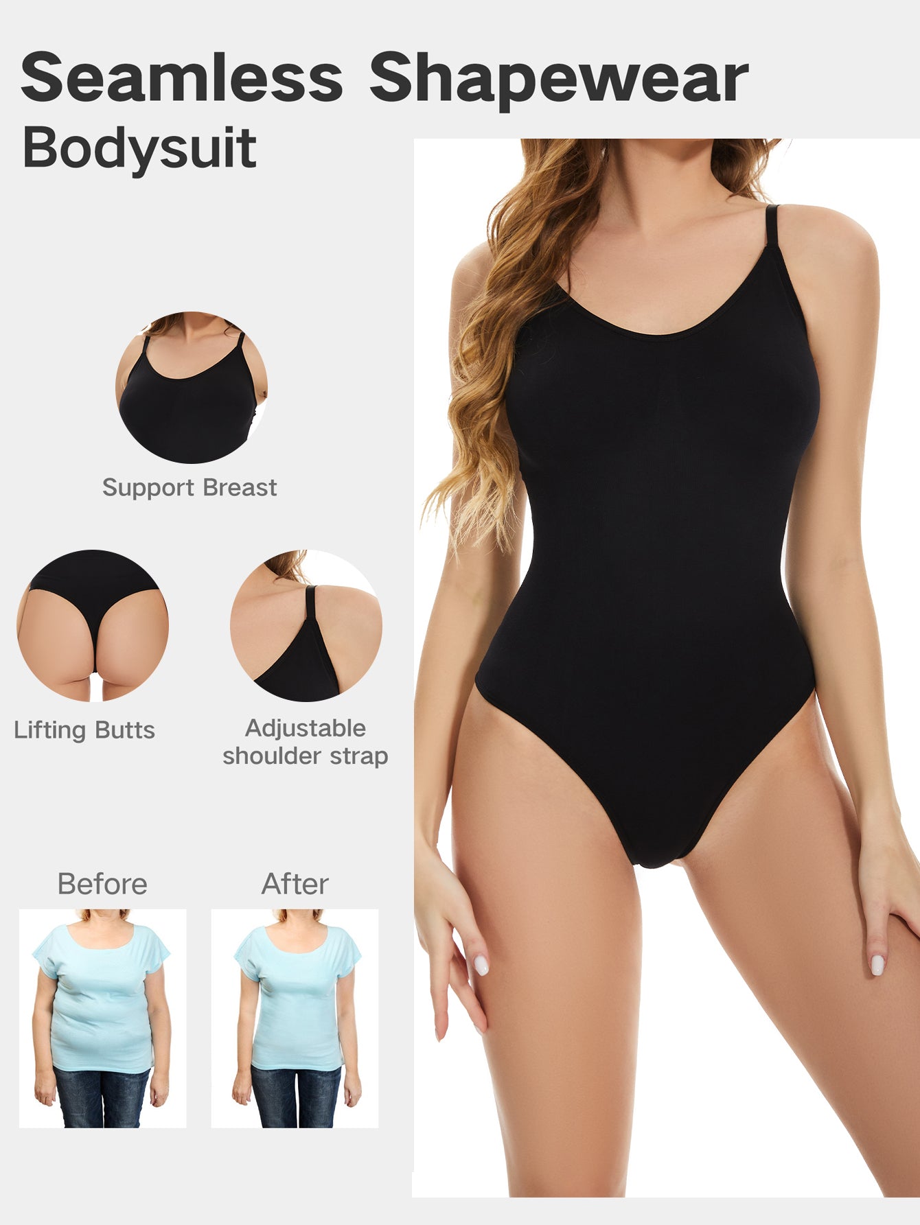 Pinkplus Seamless Thong Bodysuit Comfort Slimming Tummy Control Shapewear